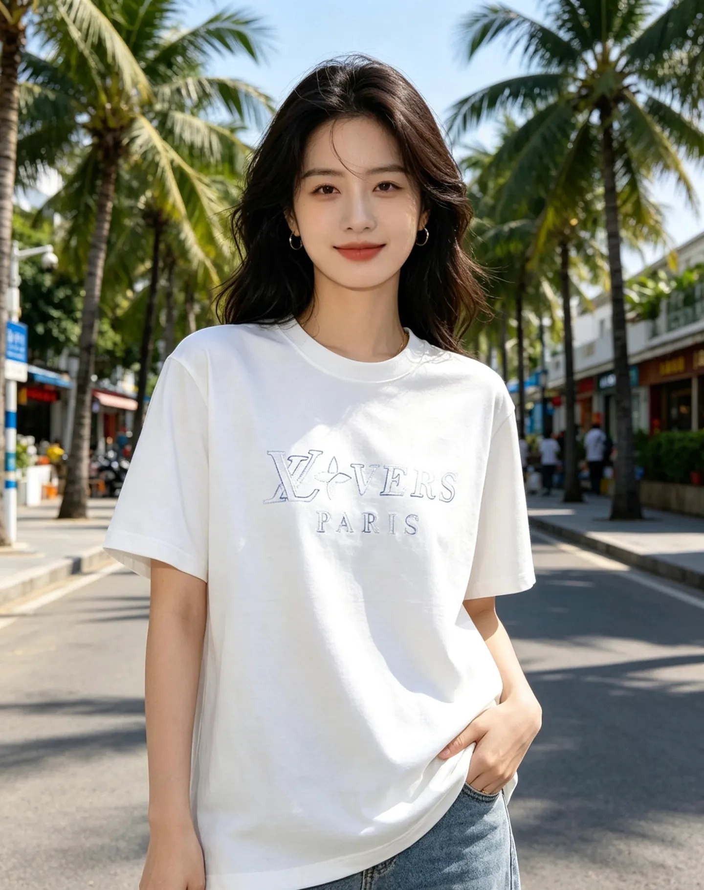 Louis Vuitton/Louis Vuitton colorful logo embroidered short sleeves